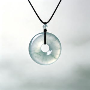 Green Jadeite Donut Pendant Necklace