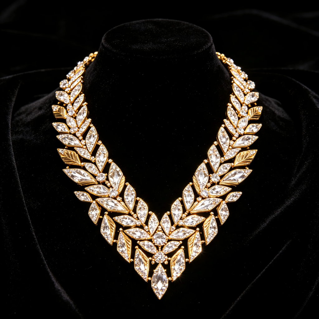 Grand Diamond-Pattern Statement Collar Necklace