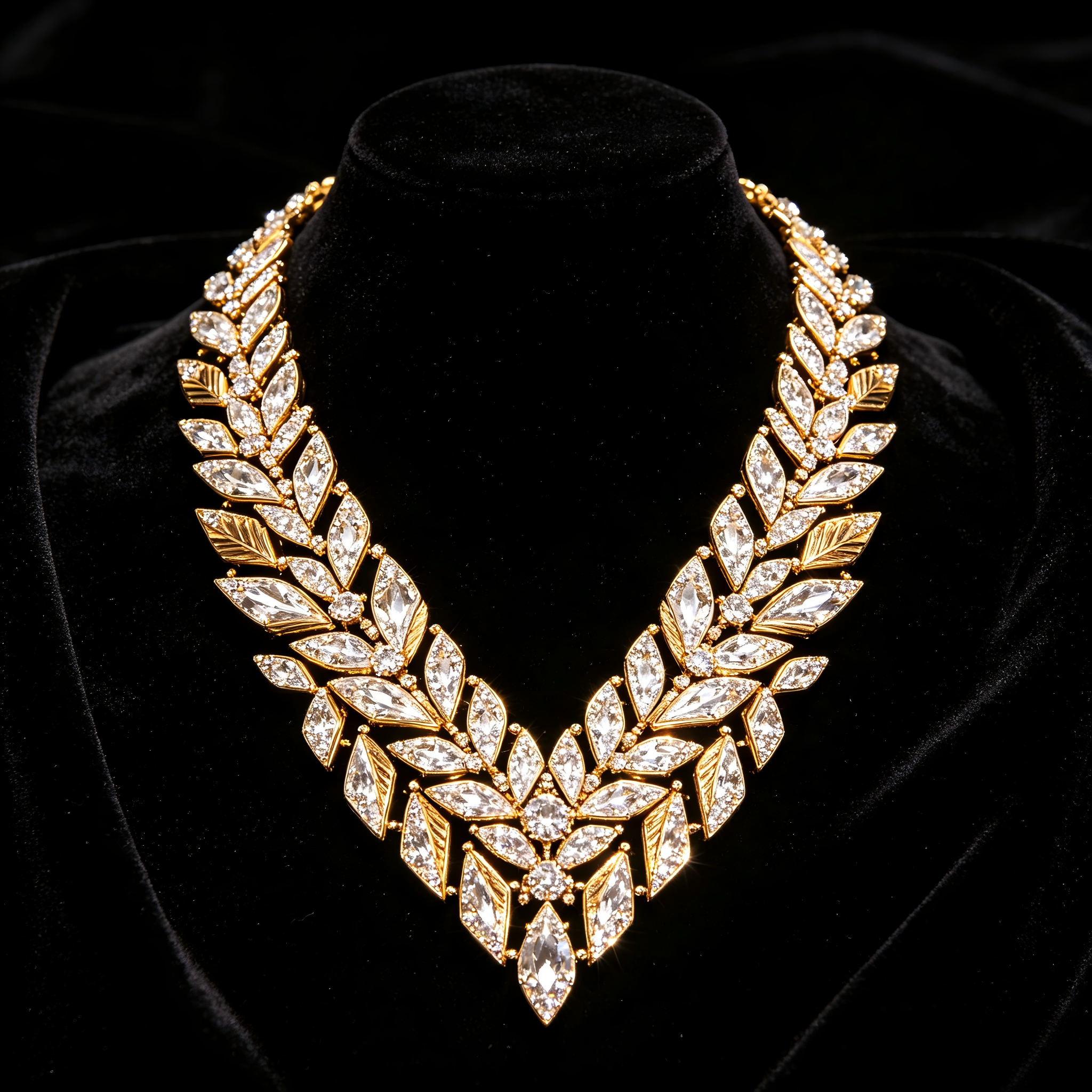 Grand Diamond-Pattern Statement Collar Necklace
