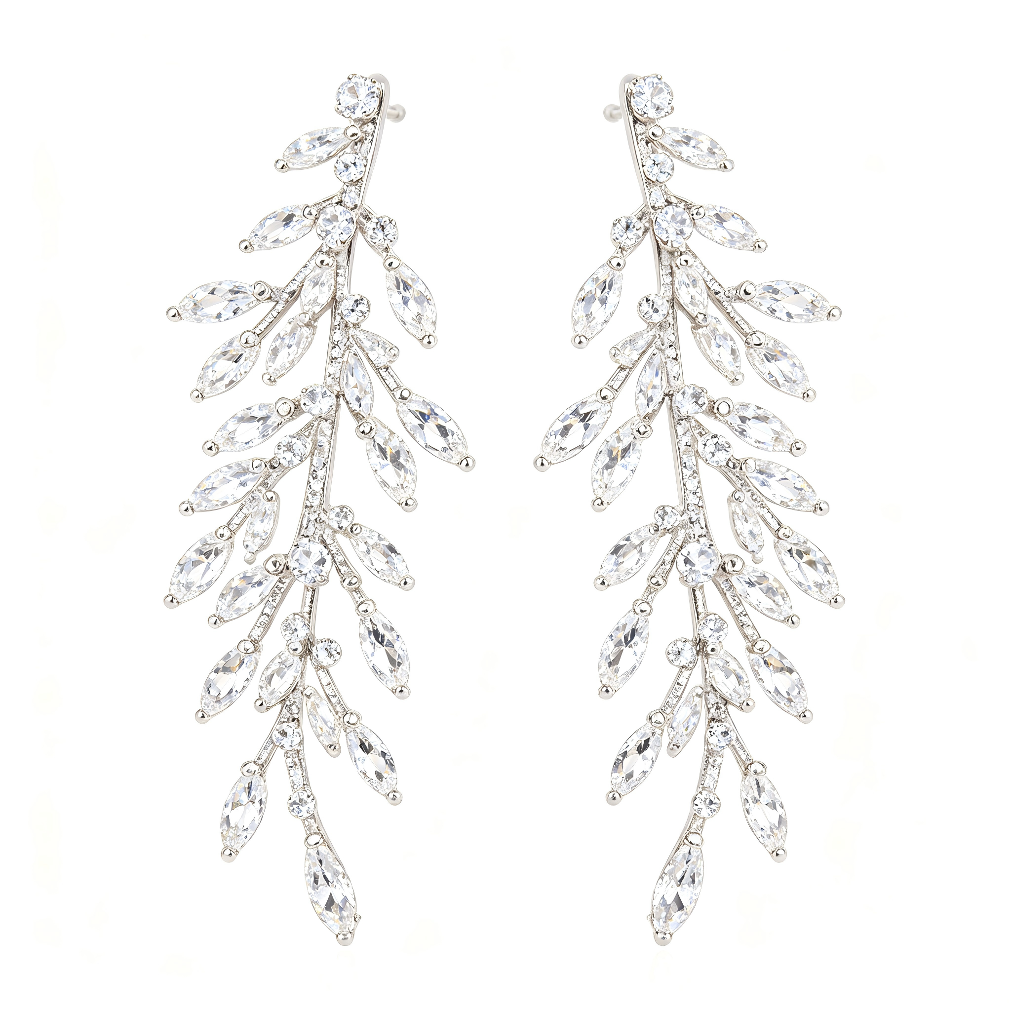Silver Leaf Branch Dangle Earrings
